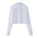 Women's Clothing Women’s Stylish Short-Sleeve Shirt – Classic & Versatile (S-L, Polyester, Retro & Casual Chic In Brown/White/Striped)_ecoleips.com