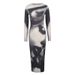 WG229 Cross-border European And American New Style Light Luxury High-end Printed Elegant Sexy Slim-Fit Long-Sleeve Dress_ecoleips.com
