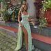 Sexy Elegant Women Spaghetti Strap Maxi Dress Open Back Design Slimming Bodycon High Split Long Party Dress_ecoleips.com