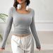 Voya Women's Round Neck T-shirt For Spring And Summer Fashion, Versatile Short Style, Fashionable Temperament, Solid Color Top_ecoleips.com