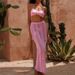 Women's Clothing Vacation Three Dimensional Hook Flower Hollow Back Strap Fashion Sun Protection Long Skirt Beach Cover Up Suit_ecoleips.com