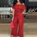 Chic Denim-Look Jumpsuit For Plus Size Women, Open-Back Romper With Shawl Collar, Stretch Comfort In Sizes 1XL To 5XL, Casual Boho Outfit_ecoleips.com