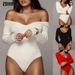 2024 European And American V-neck Long Sleeve Ribbed Jumpsuit Casual Tight-Fitting Autumn/Winter Women's_ecoleips.com