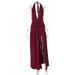 Best-selling In Europe And America, 2025 Summer New Sexy V-neck Slit Dress, Pleated Backless Solid Color Dress For_ecoleips.com