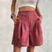 2025s 2025 Summer New Elegant Commuter Pants Women's Casual High Waist Wide Leg Shorts_ecoleips.com