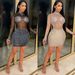 Sheer Mesh Long Sleeve Bodycon Dress – Rhinestone Embellished Clubwear For Women (S-XXL, Black/Nude, Sexy Night Out & Party Dress)_ecoleips.com