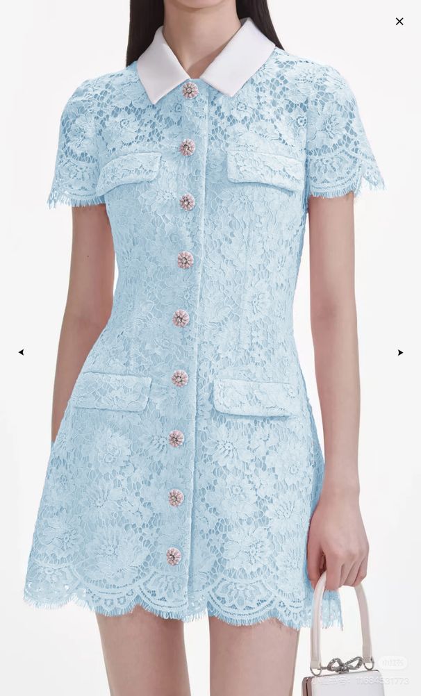 Women's Clothing Color Lapel Lace Hollow Single Breasted Short Dress Spring And Summer New_ecoleips.com