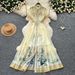 Women's French Style Heavy Duty Collared Dress Summer Long Sleeved Fitted Waist A-Line Skirt Maxi Elegant Gentle Vacation Dress_ecoleips.com