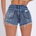 Denim Shorts, Light Colored Denim Jeans With Frayed Edges, High Waisted, Casual, Versatile_ecoleips.com