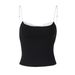 Spicy Girl Style Color Block Low Cut off Shoulder Faux Two Piece Camisole Women's Spring New Arrival Tank Top Summer Autumn_ecoleips.com