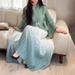 Women's Clothing Modest Abaya Dress Pleated Irregular Abaya Tie Front Top With Gradient Skirt Two Piece Set For Women Europe America And Africa_ecoleips.com