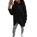 Women's Clothing Women's Long Sleeved Casual Black Hooded Jacket Sweatshirt With Front Pocket Zipper Hoodie_ecoleips.com