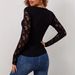 European And American Cross-border 2026 New Fan-shaped V-neck Lace Splicing Slim-fit Long-sleeve Women's T-shirt_ecoleips.com