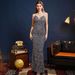 Women’s Clothing Evening dress for women, elegant lady, high end party, heavy sequins, sexy and slim long suspender dress_ecoleips.com