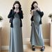 Autumn New Korean Fashion Polka Dot Long Strap + Cardigan Two-Piece Maternity Dress_ecoleips.com
