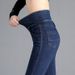 Elastic Waist High-Waisted Jeans For Women, New Spring And Autumn Slimming Stretch Tummy Control Plus Size Skinny Pants_ecoleips.com