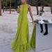Women's Clothing Solid Color Round Neck Sleeveless Sexy Backless Beach Long Skirt Female_ecoleips.com