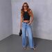 Women's Mid-Rise Washed Denim Jeans Straight Leg Casual Workwear Pants For Everyday Street Style Comfortable Mid-Rise Fit_ecoleips.com