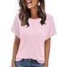 2025 European And American Cross-Border Summer New Product Bestseller Solid Color Round Neck Ribbed Casual Short_ecoleips.com