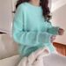 women's retro knit cardigan soft pink chunky sweater (sweet style, thickened w, casual oversized top, button front)_ecoleips.com