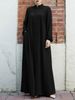 New Muslim Women's Clothing Middle Eastern Arabic Style Stand Collar Zipper Cardigan Pocket Elegant Loose Dress_ecoleips.com