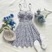 2025 Summer New European And American Cross-Border Women's Fashion Vacation Style V-Neck Tie Sexy Floral Strap Dress_ecoleips.com