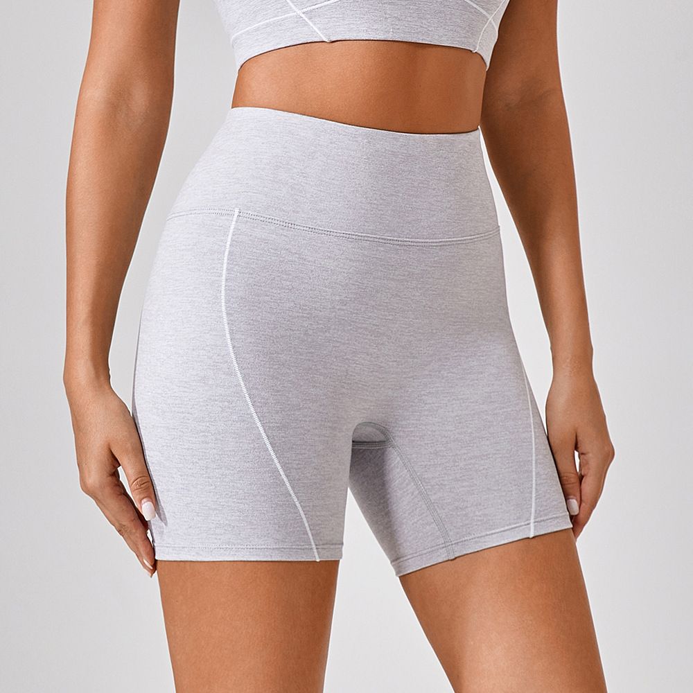 High Waist Contrast Color Yoga Pants for Women Tight Nude Feeling No Embarrassing Line Peach Hip Three Point Fitness Trousers_ecoleips.com