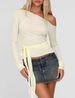 Women's European Style Long Sleeve T-Shirt Off-Shoulder Slimming Elegant Tie-Up Design New 2025_ecoleips.com