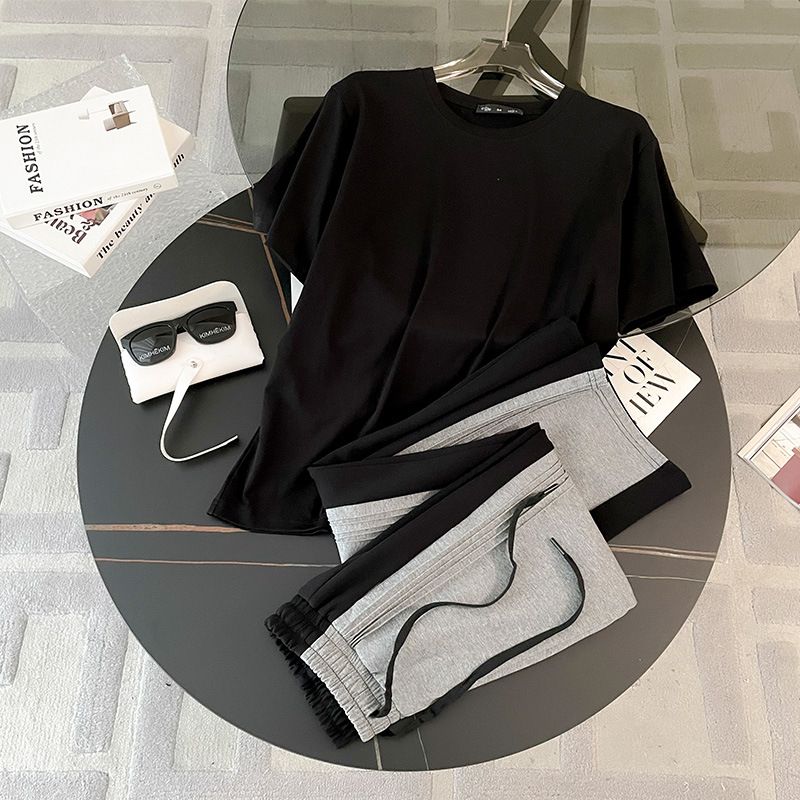 Women's Clothing Sports Suits Street Rock Loose T Shirts Trendy Pleated Wide Leg Pants Fashionable Casual Suits_ecoleips.com