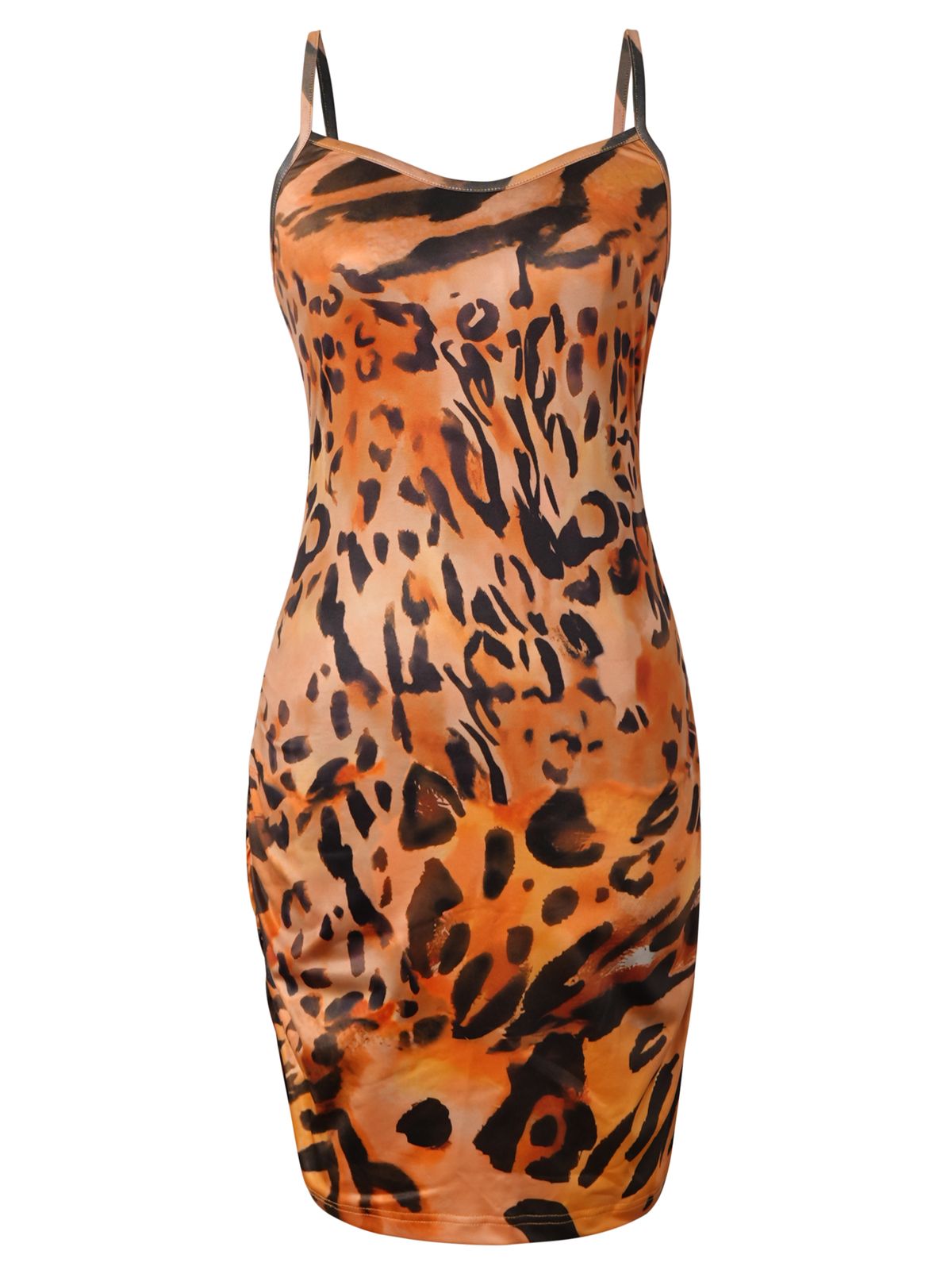 Women Spaghetti Strap Bodycon Mini Dress Leopard Sleeveless Print Sexy Dress Spring Summer Night Out Club Party Fitted Dress_ecoleips.com