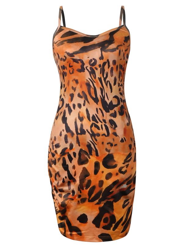 Women Spaghetti Strap Bodycon Mini Dress Leopard Sleeveless Print Sexy Dress Spring Summer Night Out Club Party Fitted Dress_ecoleips.com