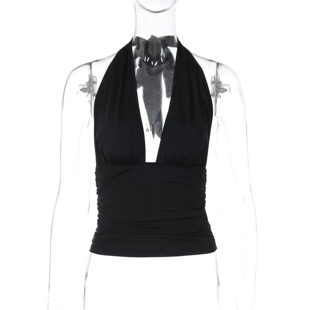 European And American INS Style New Versatile Smooth Comfortable Multi-color Camisole Elastic Fashion Halter V-neck Tank_ecoleips.com