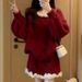 2025 Fall/Winter New Lazy Style Outfit: Knitted Sweater And Lace Skirt Two-Piece Set For Petite Women_ecoleips.com