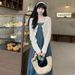 Summer New Thin Denim Strap For + Sunscreen Cardigan 2-Piece Set Pregnant Women Dress_ecoleips.com