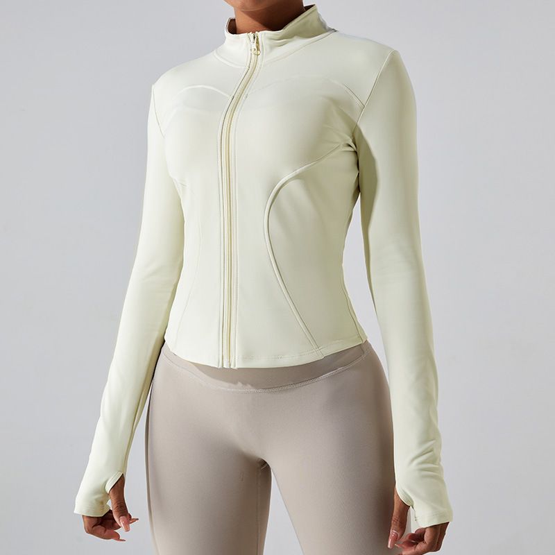 Women's Warm plus Velvet Yoga Sports Jacket Long Sleeved Slim Fit Fitness Clothes Tops for Autumn Winter_ecoleips.com