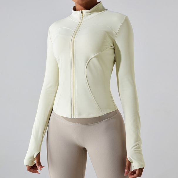 Women's Warm plus Velvet Yoga Sports Jacket Long Sleeved Slim Fit Fitness Clothes Tops for Autumn Winter_ecoleips.com