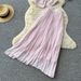 Women's French Style Summer Elegant Two Piece Set Gentle Sweet Collared Vest Pleated Skirt Fashionable Sophisticated Feel_ecoleips.com