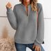 Women’s Zip-Up Stand Collar Fleece Sweatshirt – Long Sleeve Pullover With Checkered Lining (S-XXXL) | Casual & Cozy Streetwear Essential_ecoleips.com