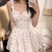French White Floral Strap For Women Summer New Hot Girl Pure Desire Style Waist-Cinching Slimming Princess Puff Dress_ecoleips.com