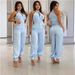 Women's Clothing Summer Sexy Halter Neck Tops Casual Overalls Two Piece Suits_ecoleips.com