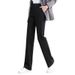 Aria Basics Black Suit For Women, Trousers, Petite Women's Draped Straight Professional Cigarette Pants, Real Shot Wide-Leg Pants_ecoleips.com