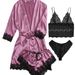 Aria Basics Aria Basics New European American Style 4-Piece Lace Strap Pajamas Women's Summer Set With Robe And Nightdress Wholesale_ecoleips.com