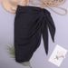 Women's Clothing Solid Color Bikini Set With Scarf New Style Sexy Swimsuit Sunscreen Skirt For Beach Pool And Hot Springs_ecoleips.com