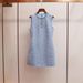 Mist Blue Sequin Vest Dress - Diamond Hollow Sexy Round Neck Early Spring Style _ecoleips.com