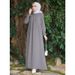 Modest Long Abaya Dress Loose Fitting Muslim Style Loose Polyester Dress_ecoleips.com
