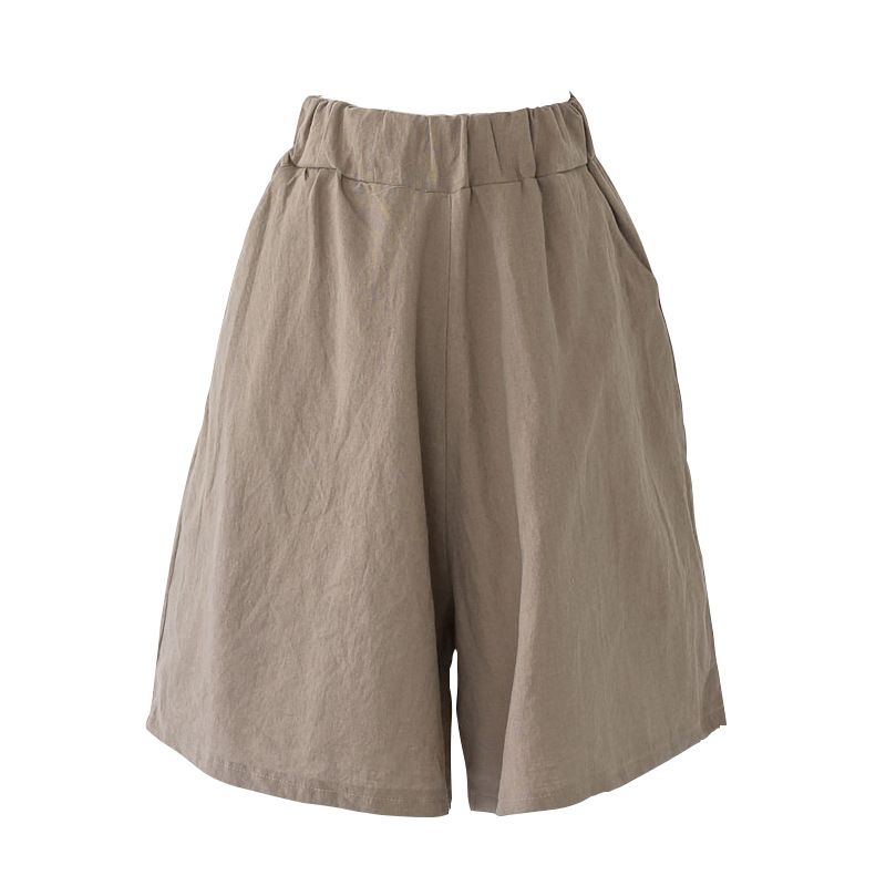 Suitable For All Seasons Women's Summer Cotton Plus Size Loose Mid-Length Linen Wide-Leg Shorts Casual Straight Thin Pants_ecoleips.com