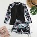 Women's Sexy Printed Swimsuit Two Piece Set Long Sleeved European American Style Sun Protection Surfing Function Bikini_ecoleips.com
