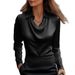 Simple Temperament, Swinging Collar, Shirt Collar, Women's Long-Sleeved Top, Women's Clothing_ecoleips.com