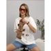Ins Fashionable Elegant Niche Design 100% Cotton Short Sleeve T-Shirt Oversize Western American Style Top Trendy_ecoleips.com