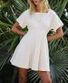 2025 Women's Square Neck Sleeved Fashionable Short Skirt Button Casual Dress_ecoleips.com